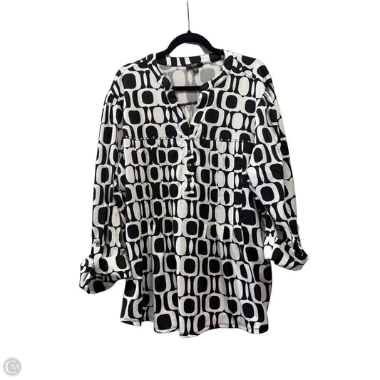 Blouse 3/4 Sleeve By Cocomo In Black & White, Size: 3x