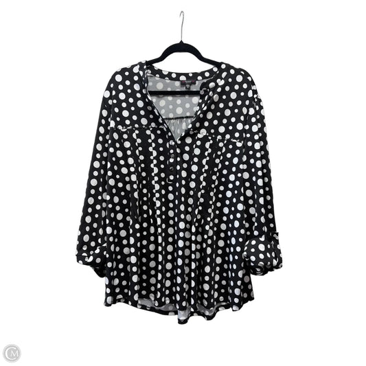 Blouse Long Sleeve By Cocomo In Polkadot Pattern, Size: 3x