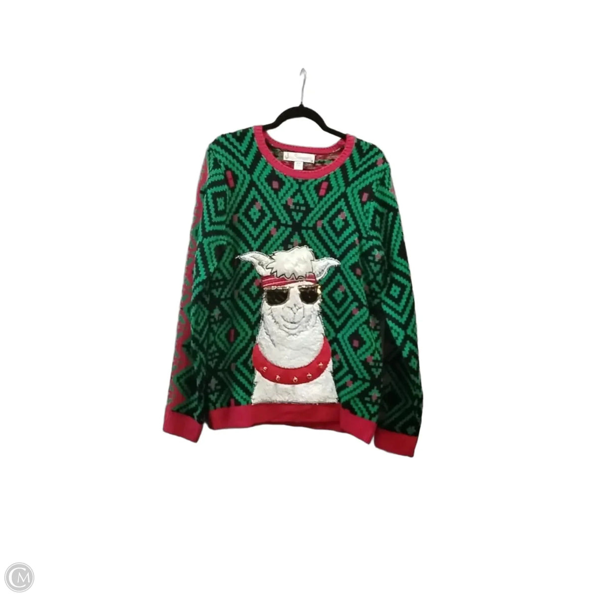 Sweater By Cme In Green & Red, Size: M