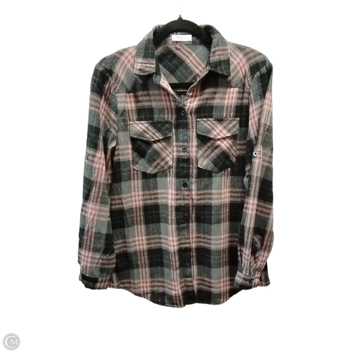 Top Long Sleeve By Cme In Plaid Pattern, Size: S