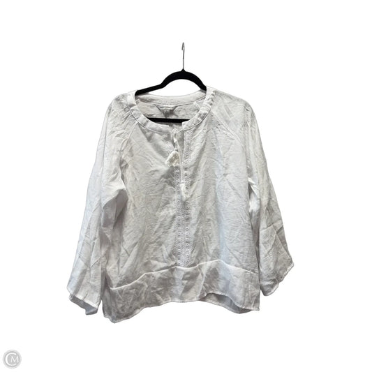 Blouse Long Sleeve By Counterparts In White, Size: Xl