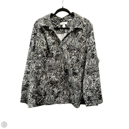 Blouse Long Sleeve By Cj Banks In Black & Grey, Size: 3x