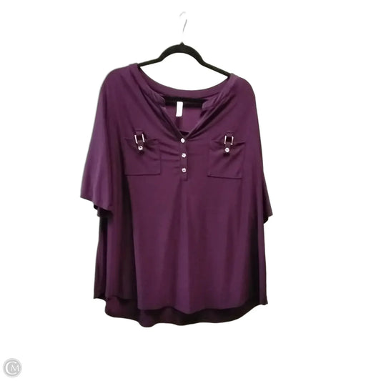 Blouse Short Sleeve By Perseption Concept In Purple, Size: 3x