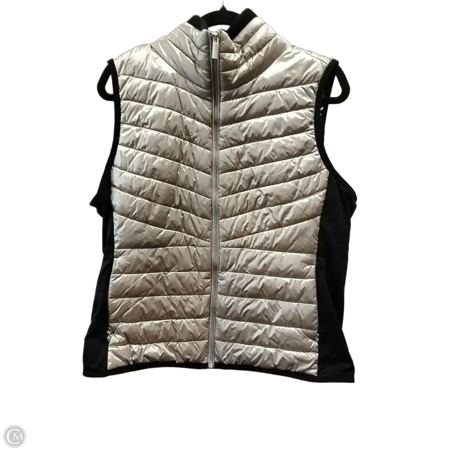 Vest Puffer & Quilted By Calvin Klein In Black & Purple, Size: Xl