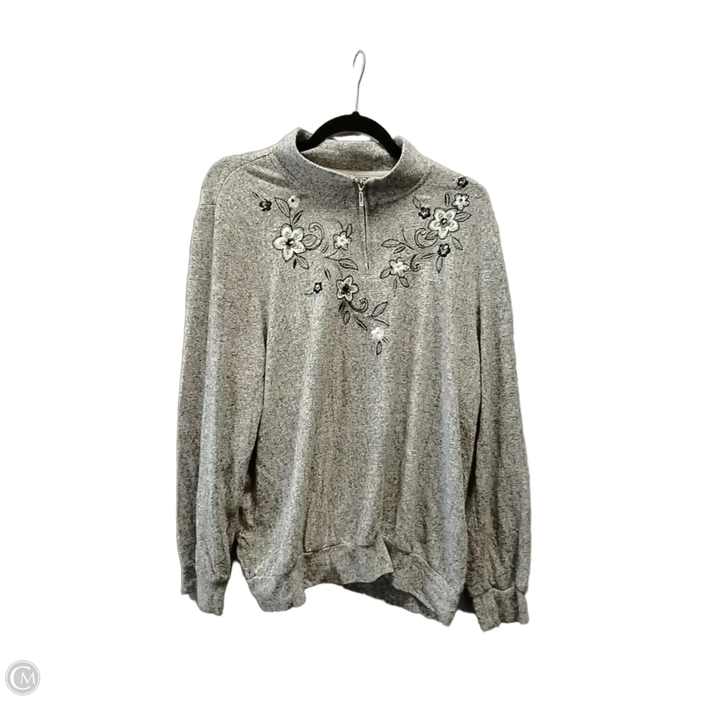 Sweatshirt Collar By Alfred Dunner In Grey, Size: L