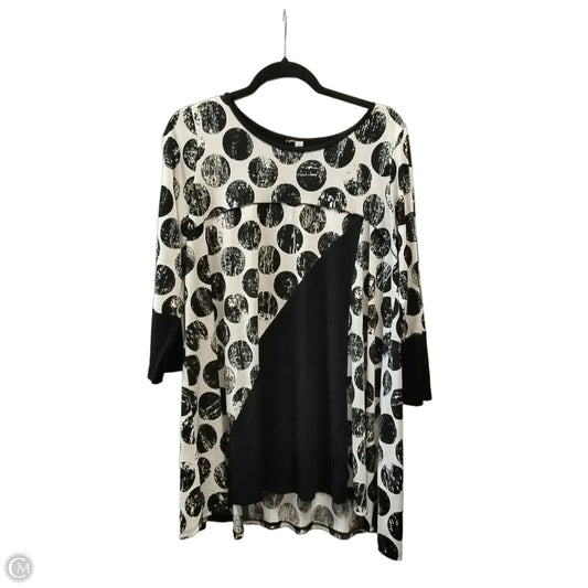 Top 3/4 Sleeve By Cme In Black & Cream, Size: M