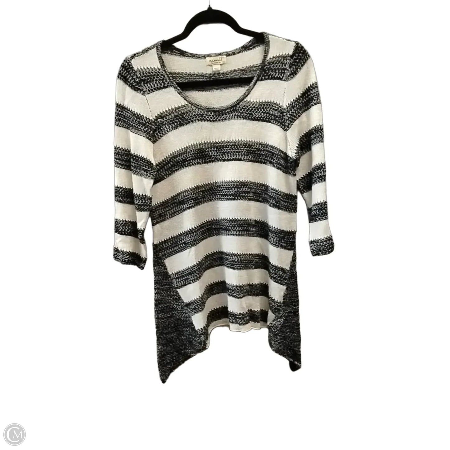 Sweater By Emerald In Black & Cream, Size: L