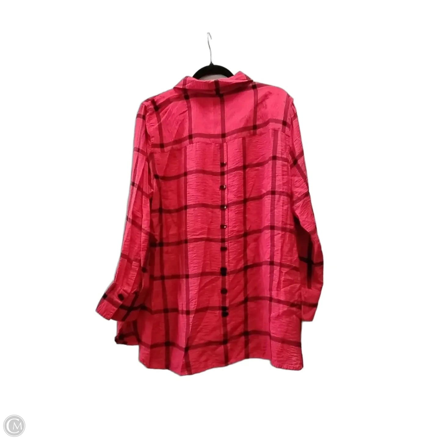Blouse Long Sleeve By Multiples In Black & Red, Size: Xl