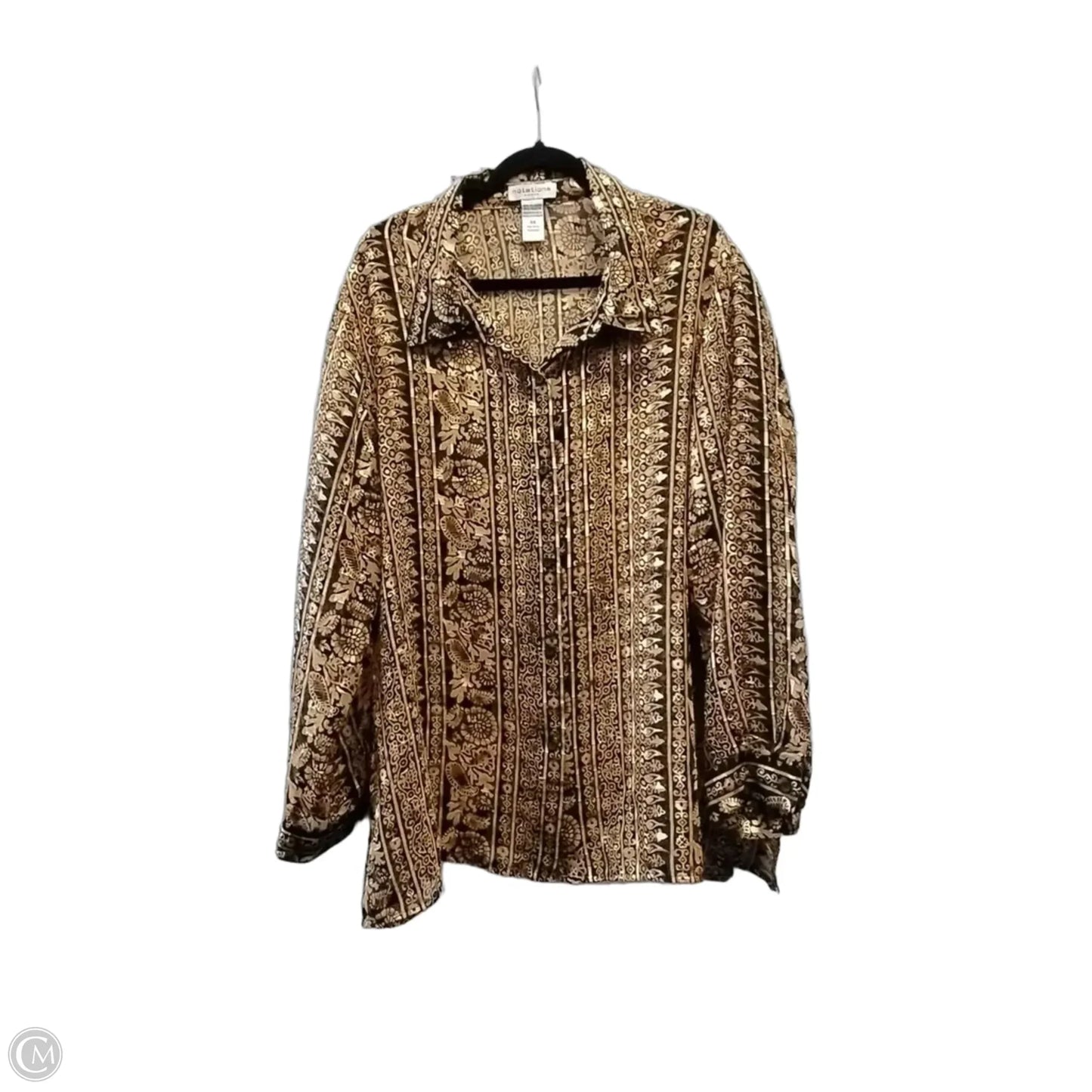 Blouse Long Sleeve By Notations In Black & Gold, Size: 3x