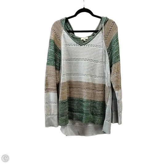 Sweater By Kori America In Green & Tan, Size: L