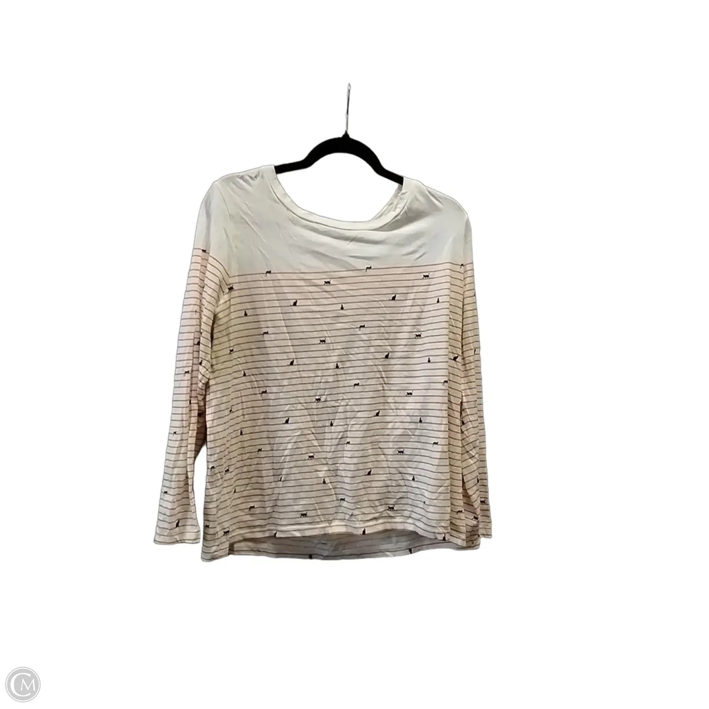 Top Long Sleeve By Loft In Orange & White, Size: L