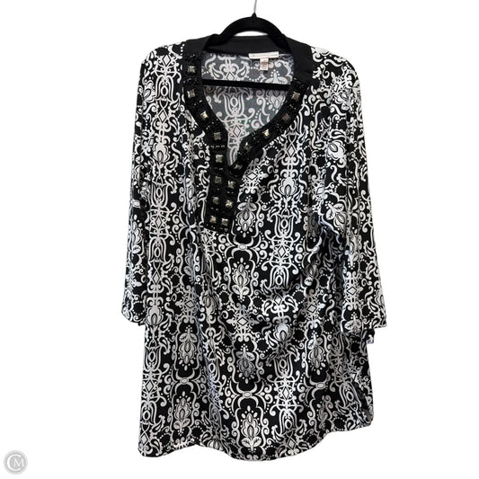 Top Long Sleeve By Jm Collections In Black & White, Size: 2x