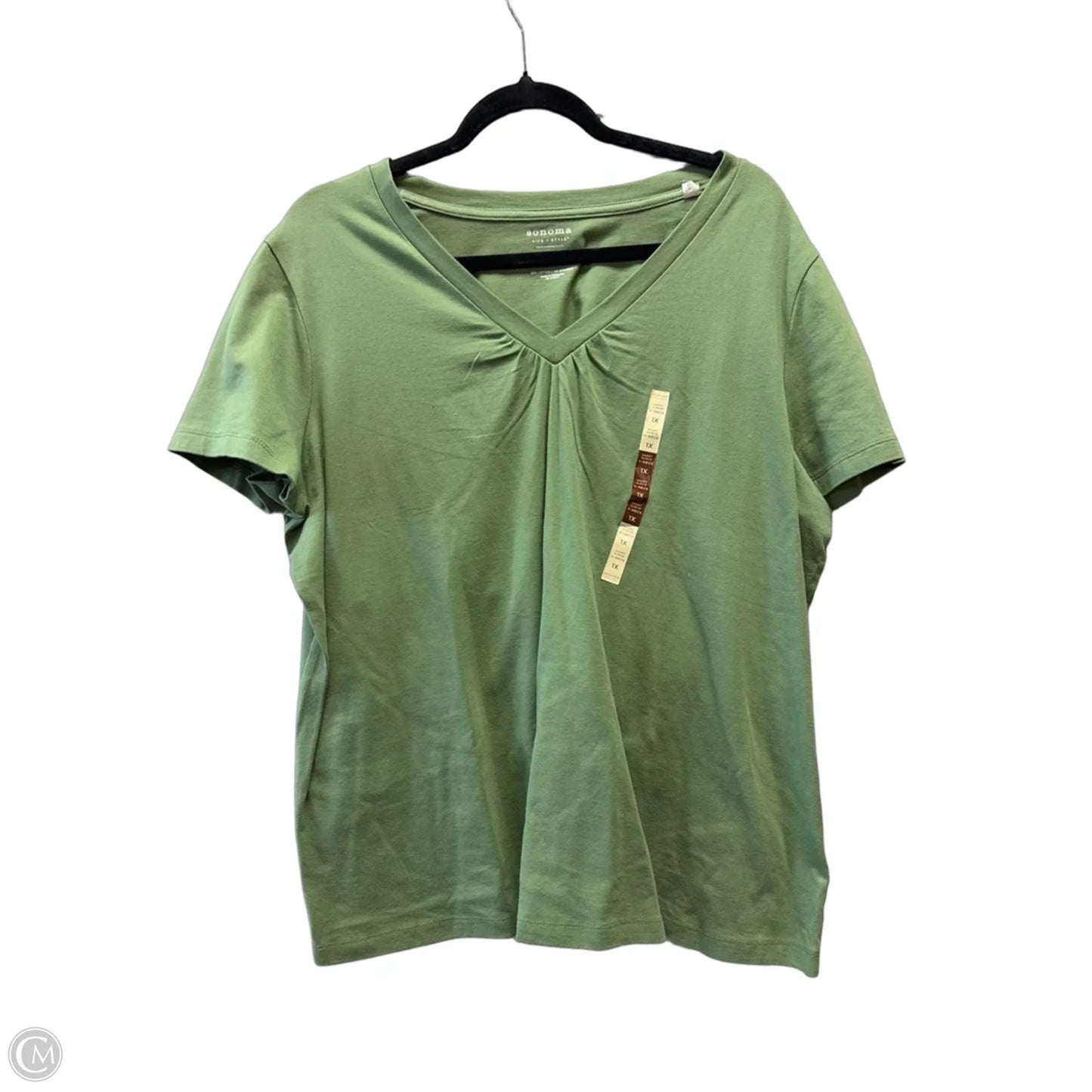 Top Short Sleeve Basic By Sonoma In Green, Size: 1x