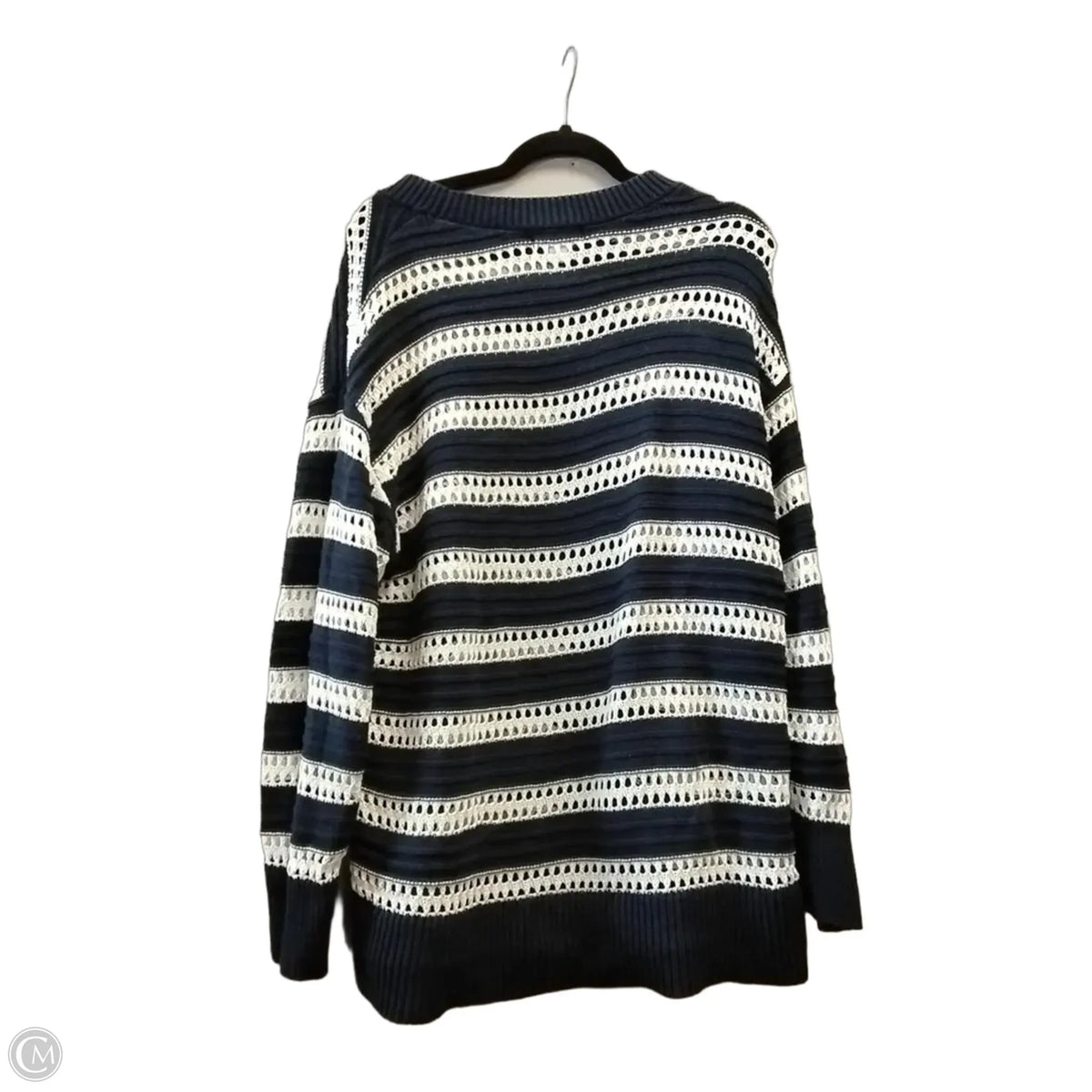 Sweater By Ava & Viv In Blue & White, Size: 1x