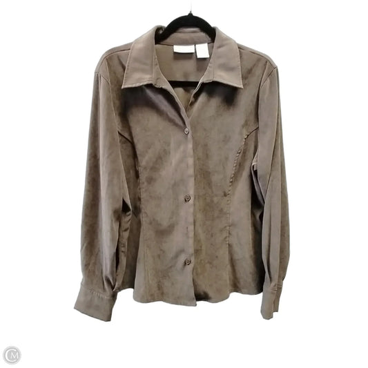 Jacket Shirt By Croft And Barrow In Brown, Size: L
