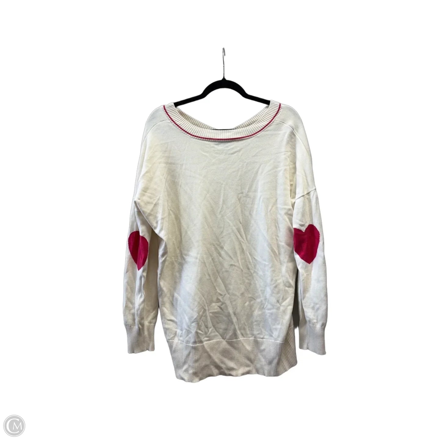 Sweater By Studio Park In Cream & Red, Size: L