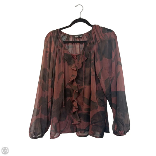 Blouse Long Sleeve By Simply Vera In Black & Purple, Size: M
