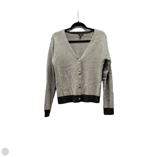 Sweater Cardigan By Ann Taylor In Brown & White, Size: S