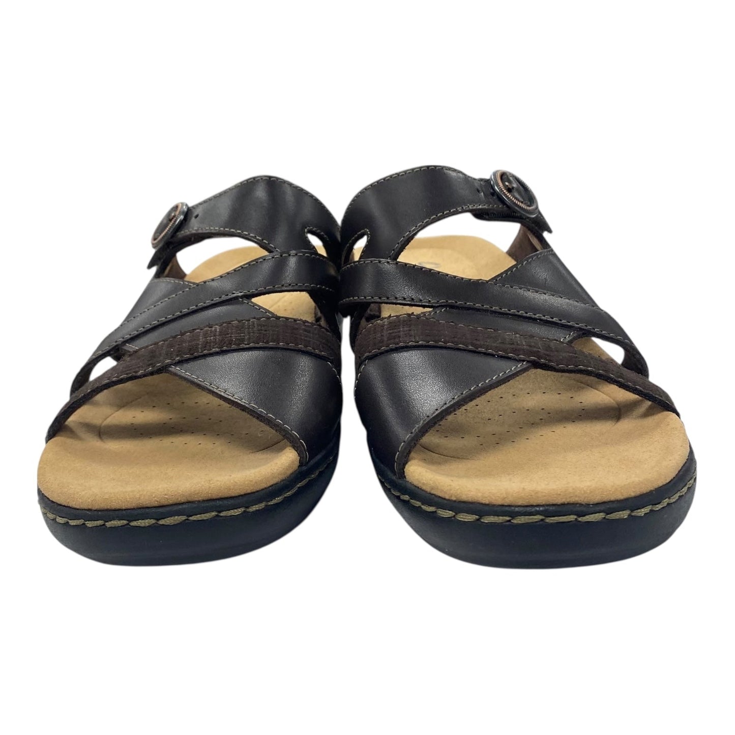 Sandals Heels Wedge By Clarks In Brown, Size:9