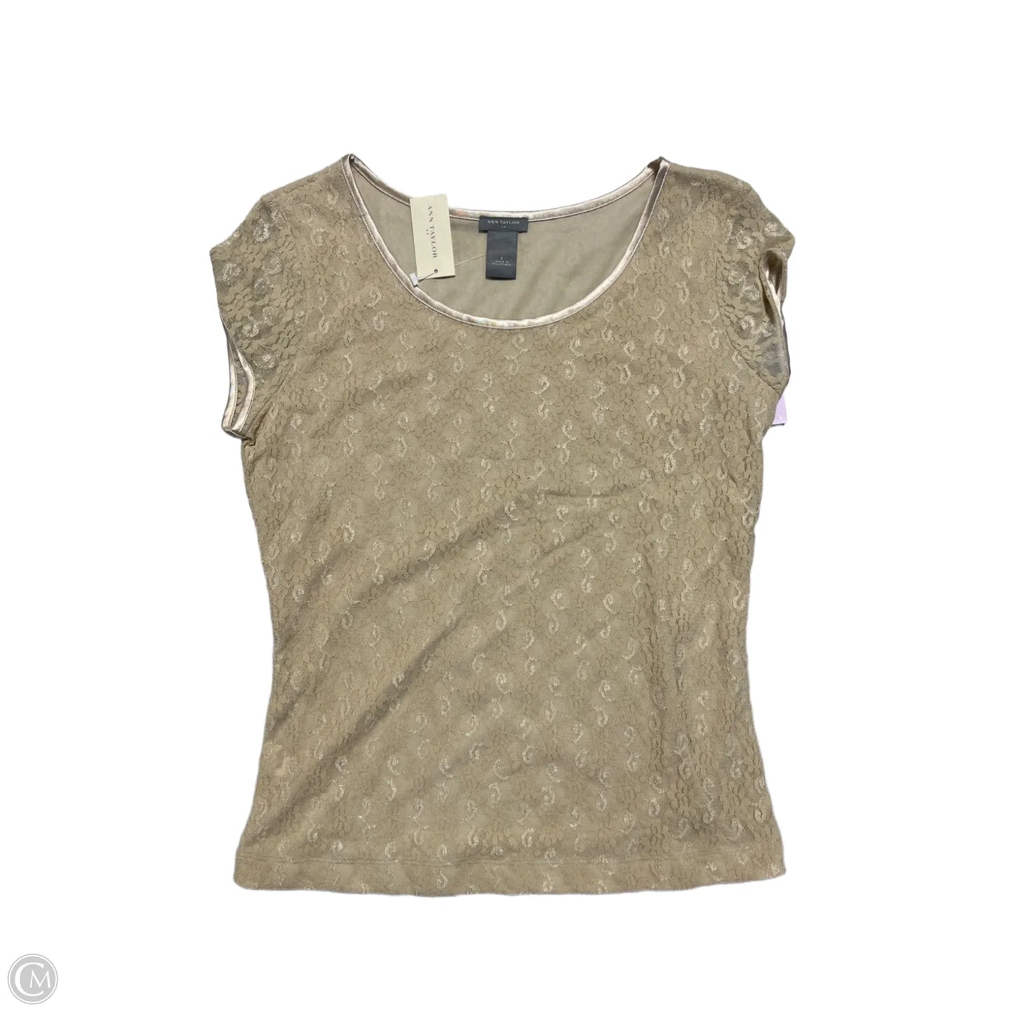 Top Short Sleeve Basic By Ann Taylor In Tan, Size: Small
