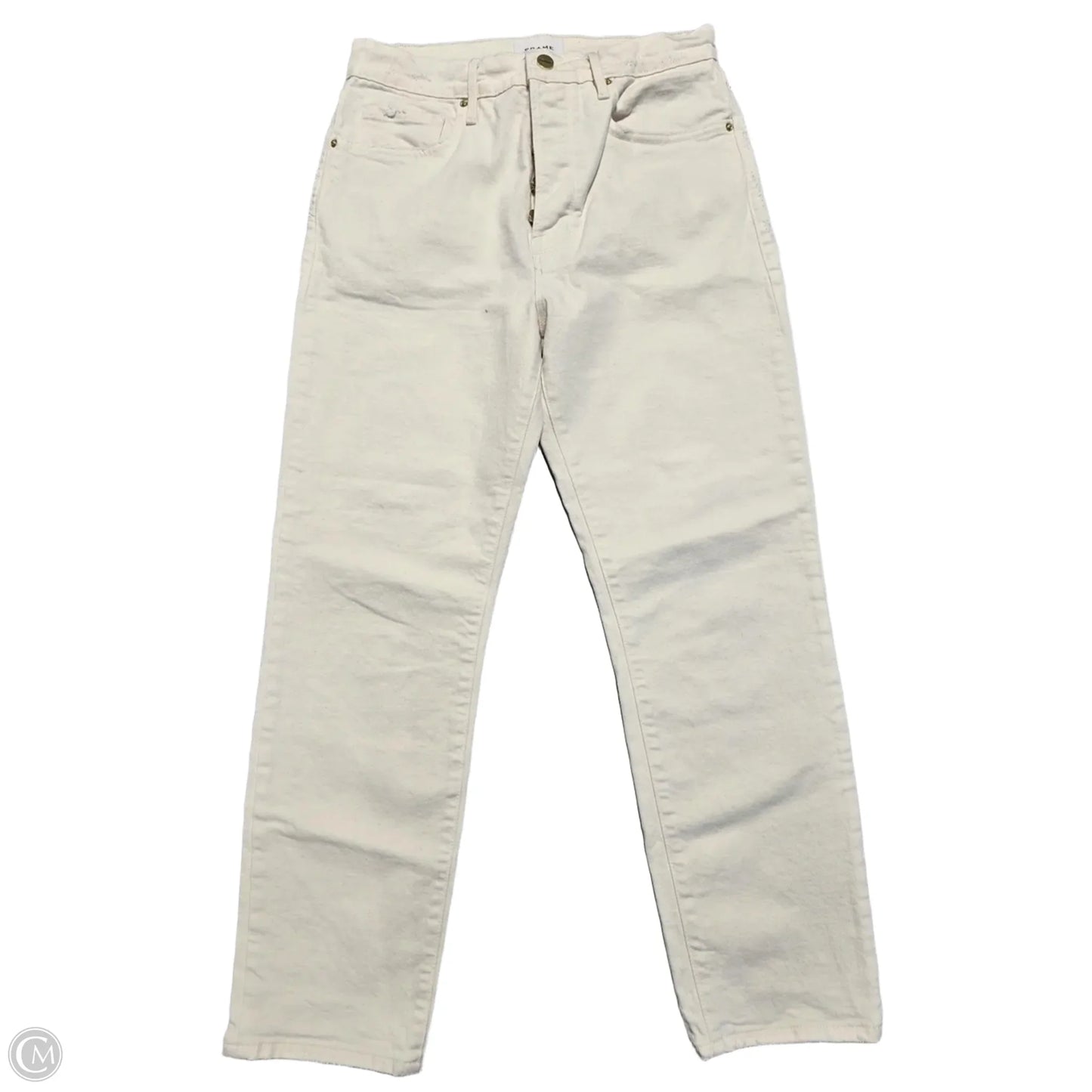 Jeans Straight By Frame In Cream, Size: 8