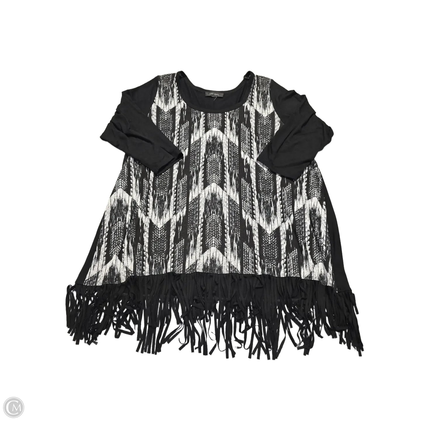 Top Long Sleeve By Karen Kane In Black & White, Size: 1x