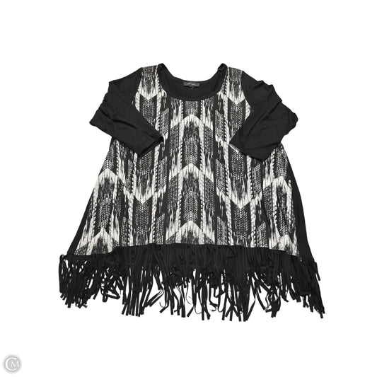 Top Long Sleeve By Karen Kane In Black & White, Size: 1x
