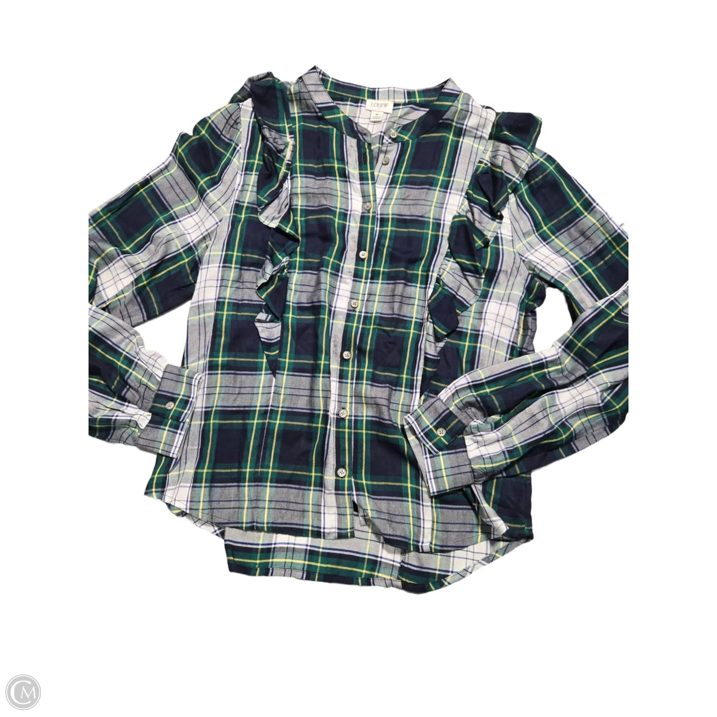 Top Long Sleeve By J. Crew In Plaid Pattern, Size: M