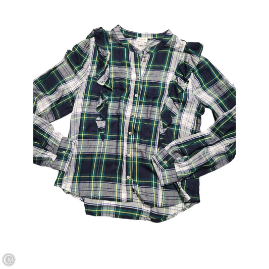Top Long Sleeve By J. Crew In Plaid Pattern, Size: M