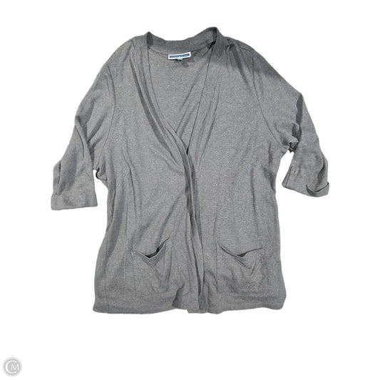 Cardigan By Karen Scott In Grey, Size: 3x
