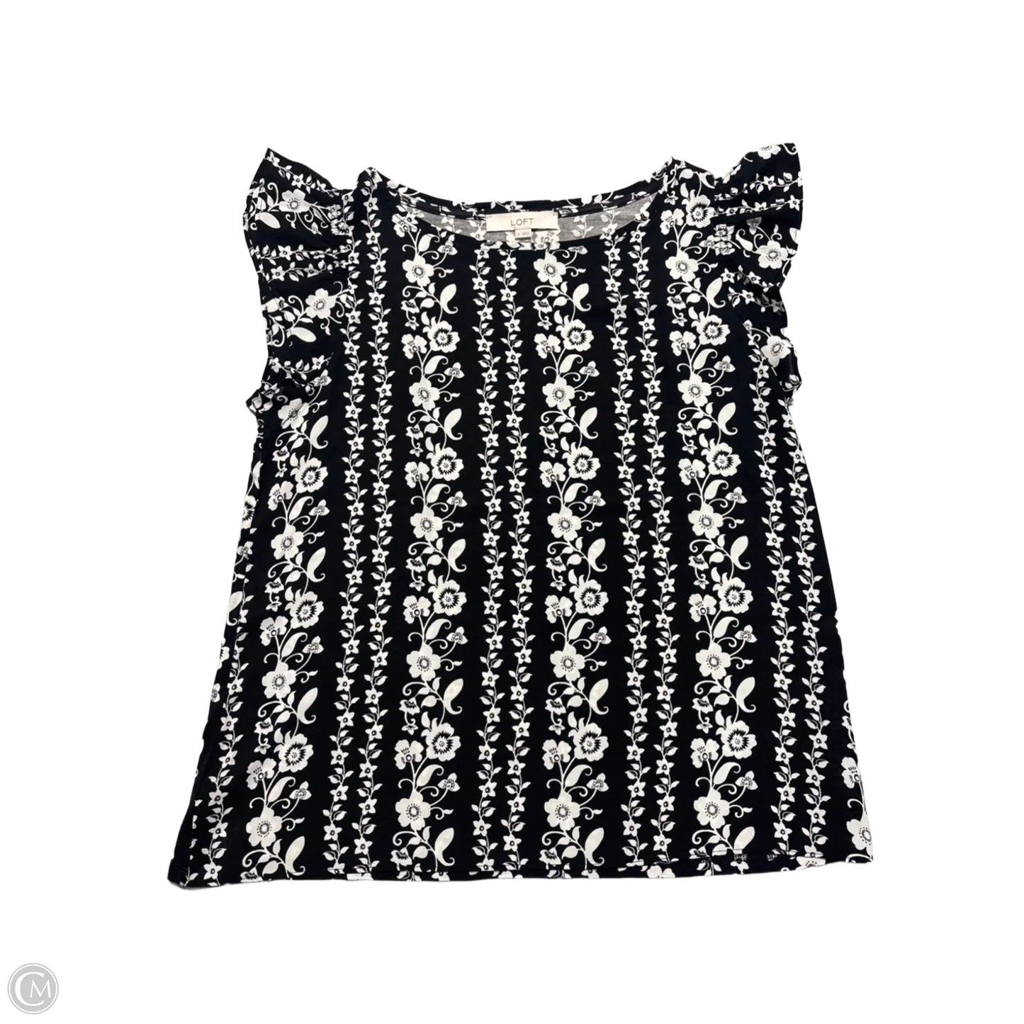 Top Sleeveless By Loft In Black & White, Size: M