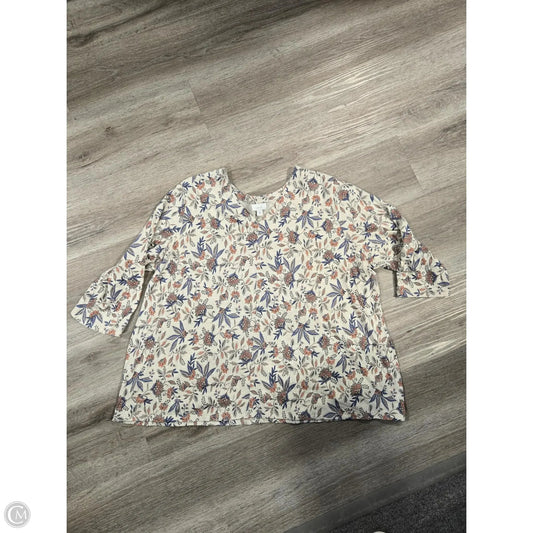 Top Long Sleeve Basic By Pure Jill In Floral Print, Size: 2x