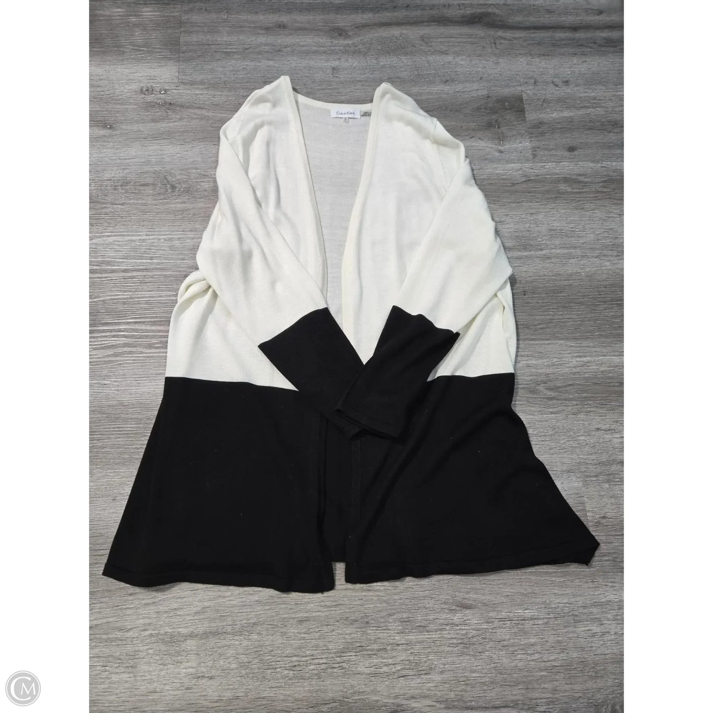 Cardigan By Calvin Klein In Black & Cream, Size: 1x