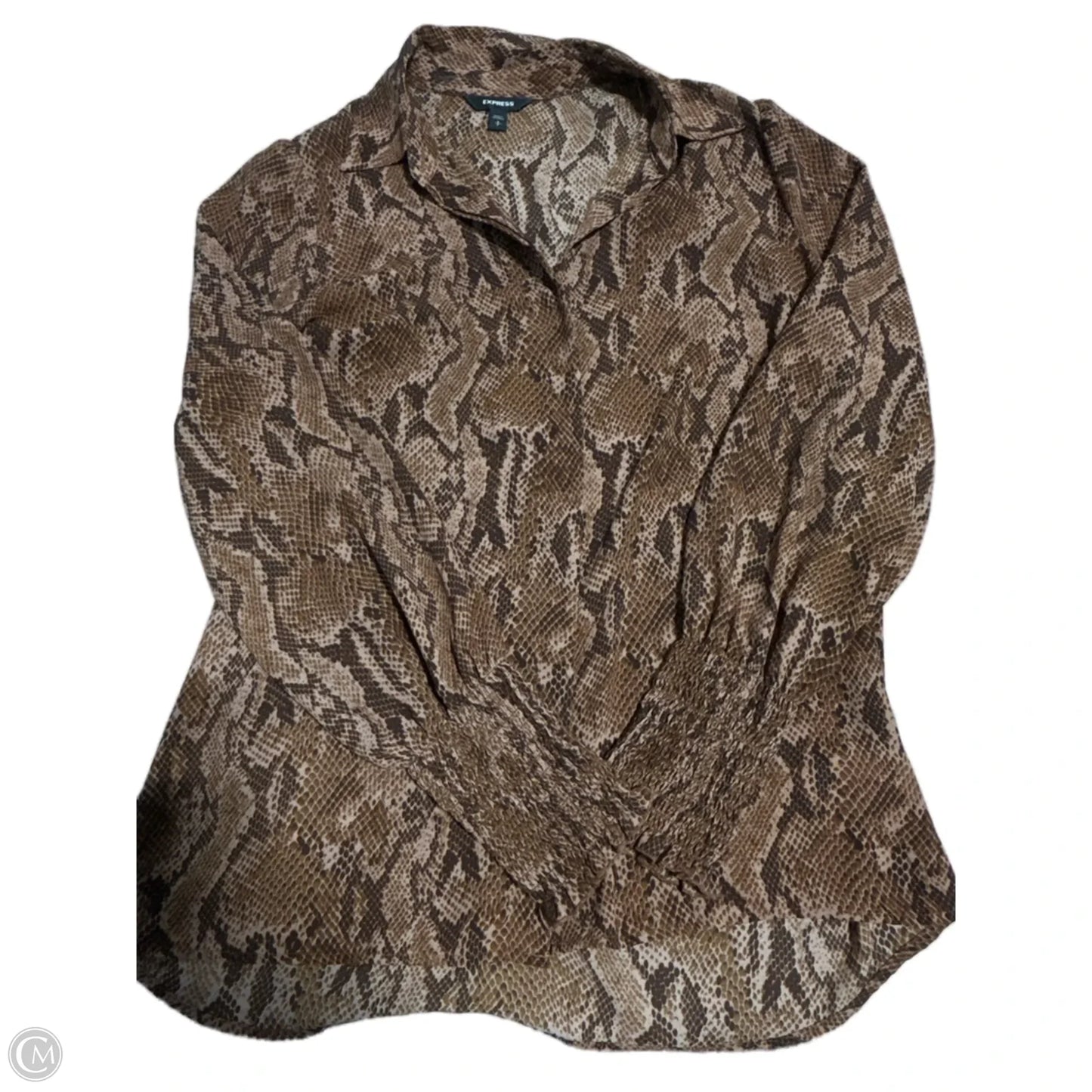 Top Long Sleeve By Express In Snakeskin Print, Size: S