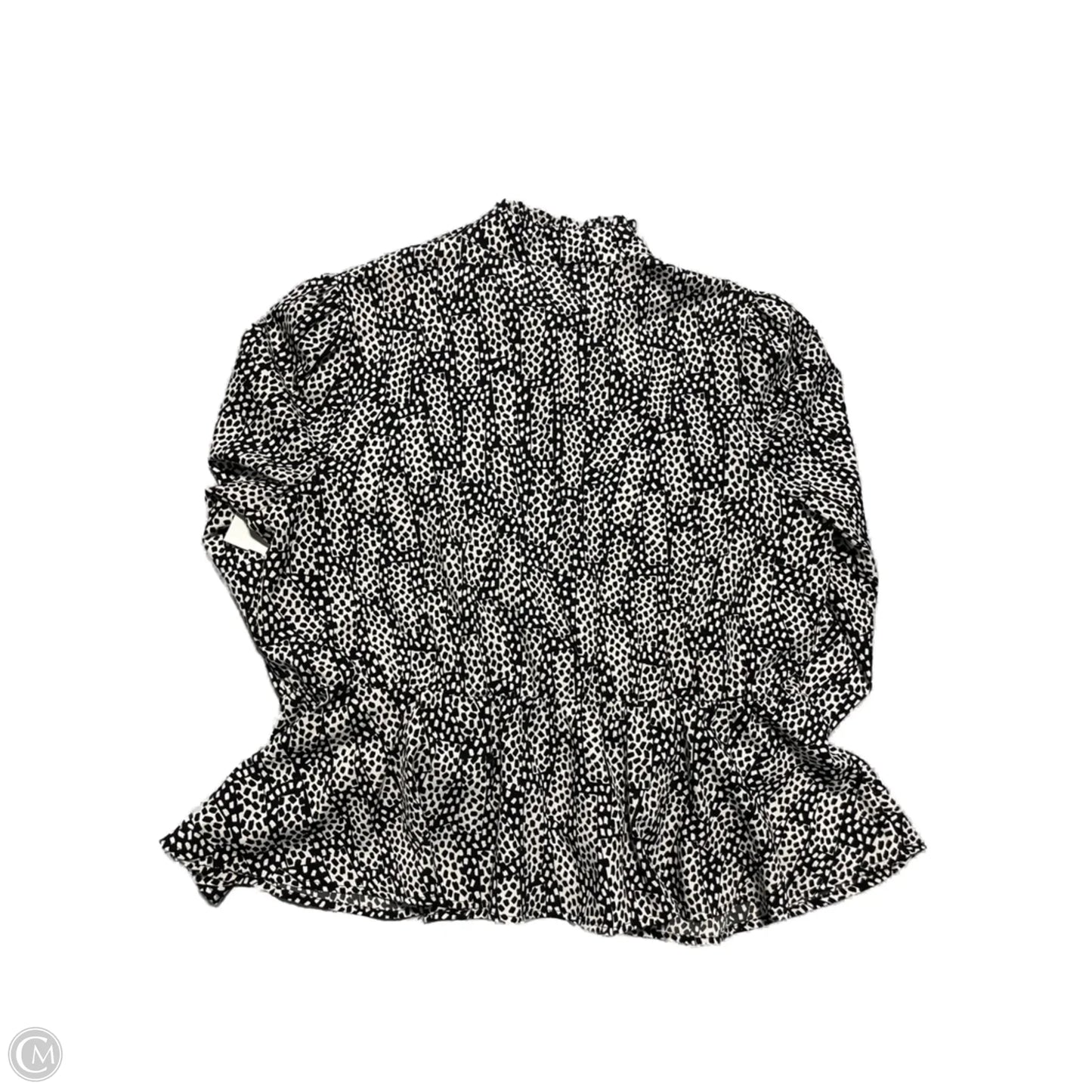 Top Long Sleeve By Who What Wear In Black & White, Size: Xl