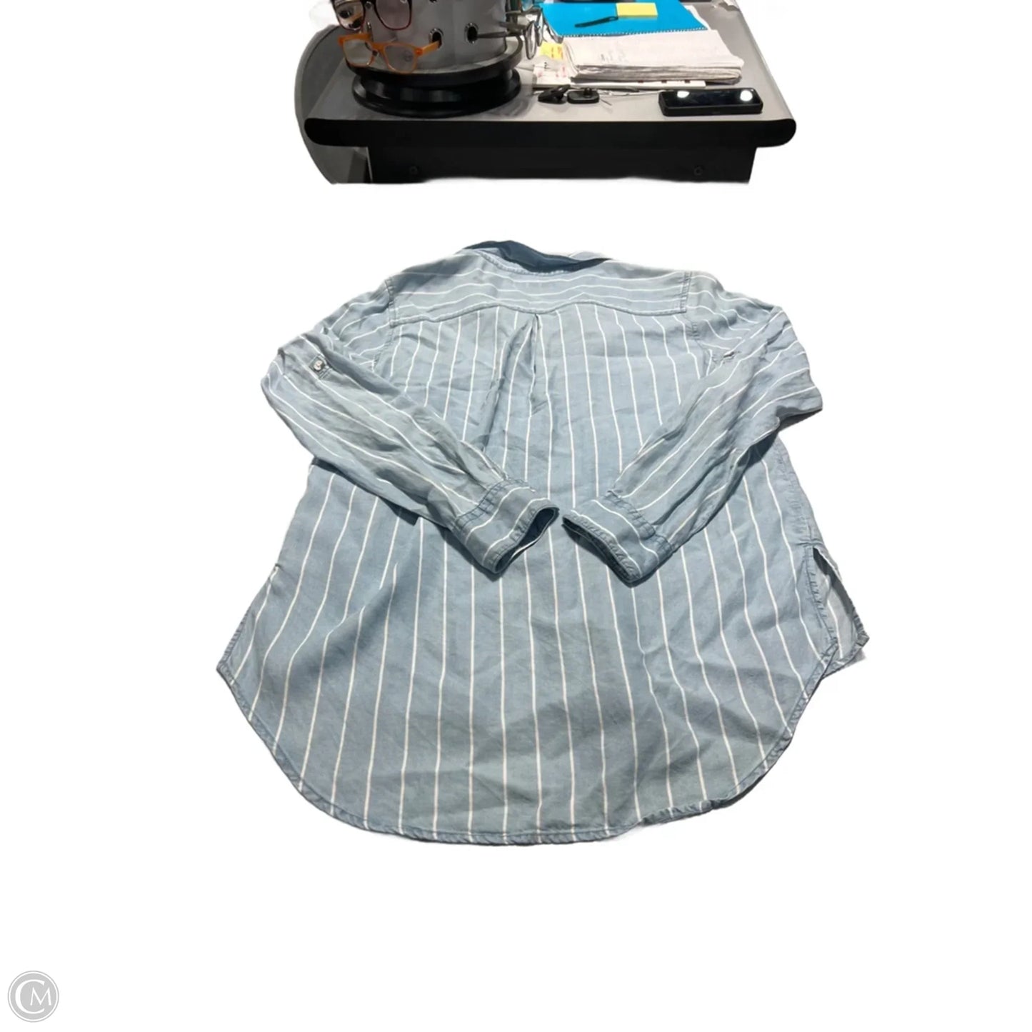 Top Long Sleeve By Cme In Blue Denim, Size: L