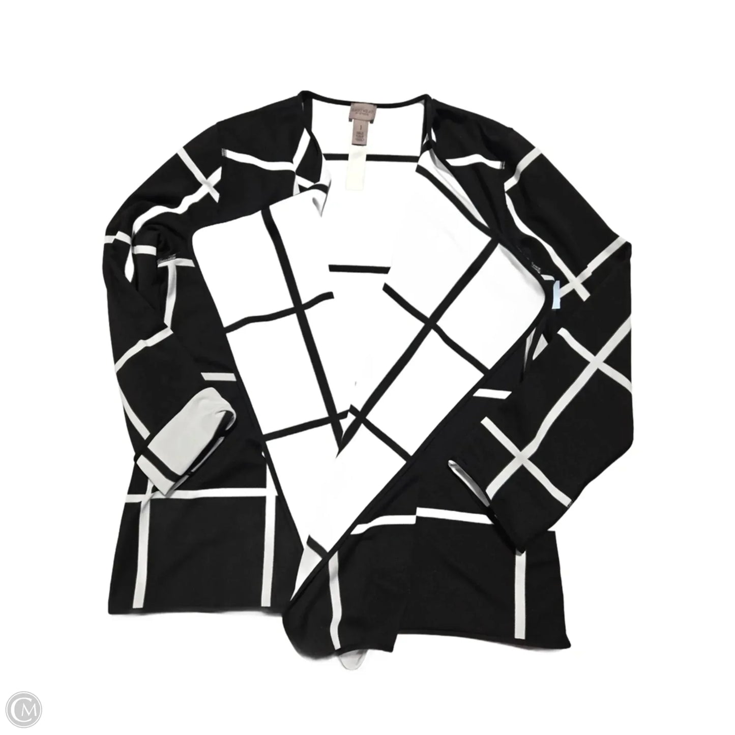 Cardigan By Chicos In Black & White, Size: M