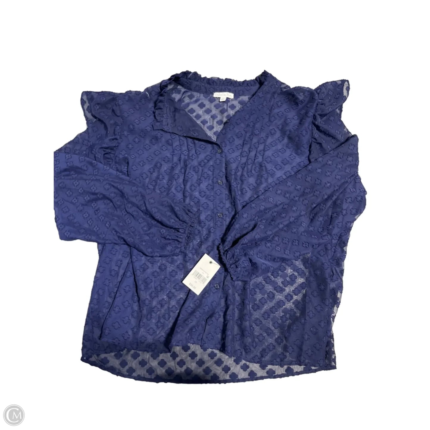 Top Long Sleeve By Ophelia Roe In Navy, Size: 2x