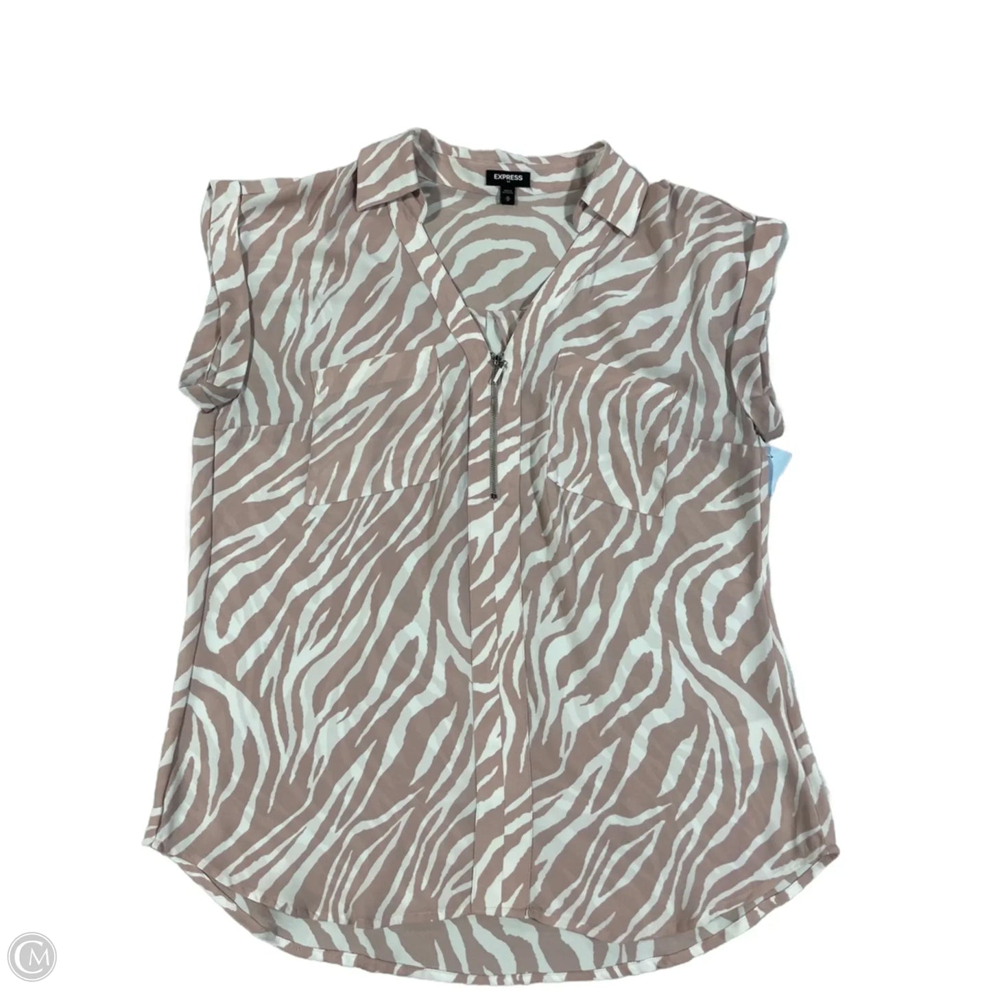 Top Short Sleeve By Express In Animal Print, Size: M