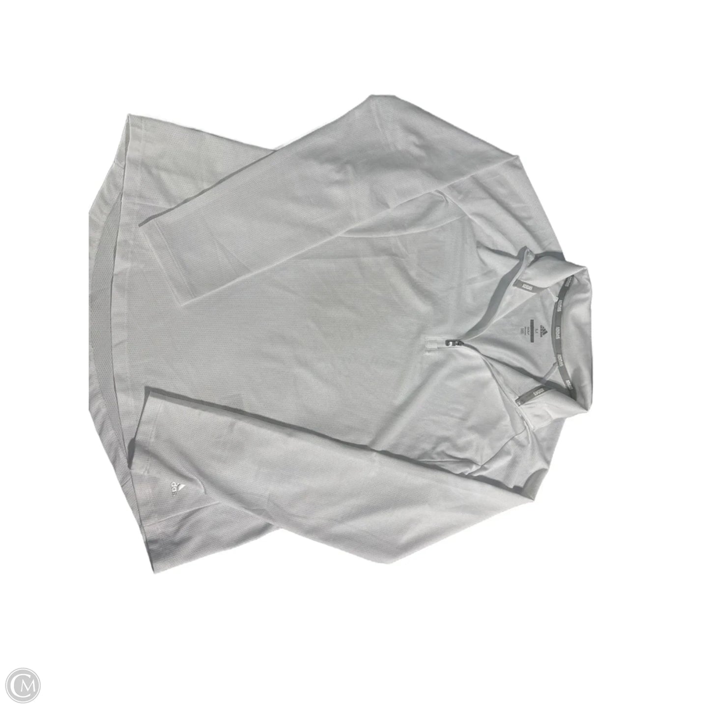 Athletic Top Long Sleeve Collar By Adidas In White, Size: M