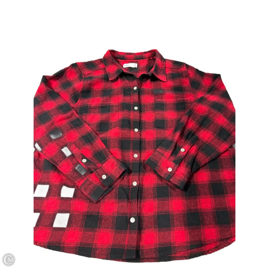 Top Long Sleeve By Croft And Barrow In Plaid Pattern, Size: Xlp
