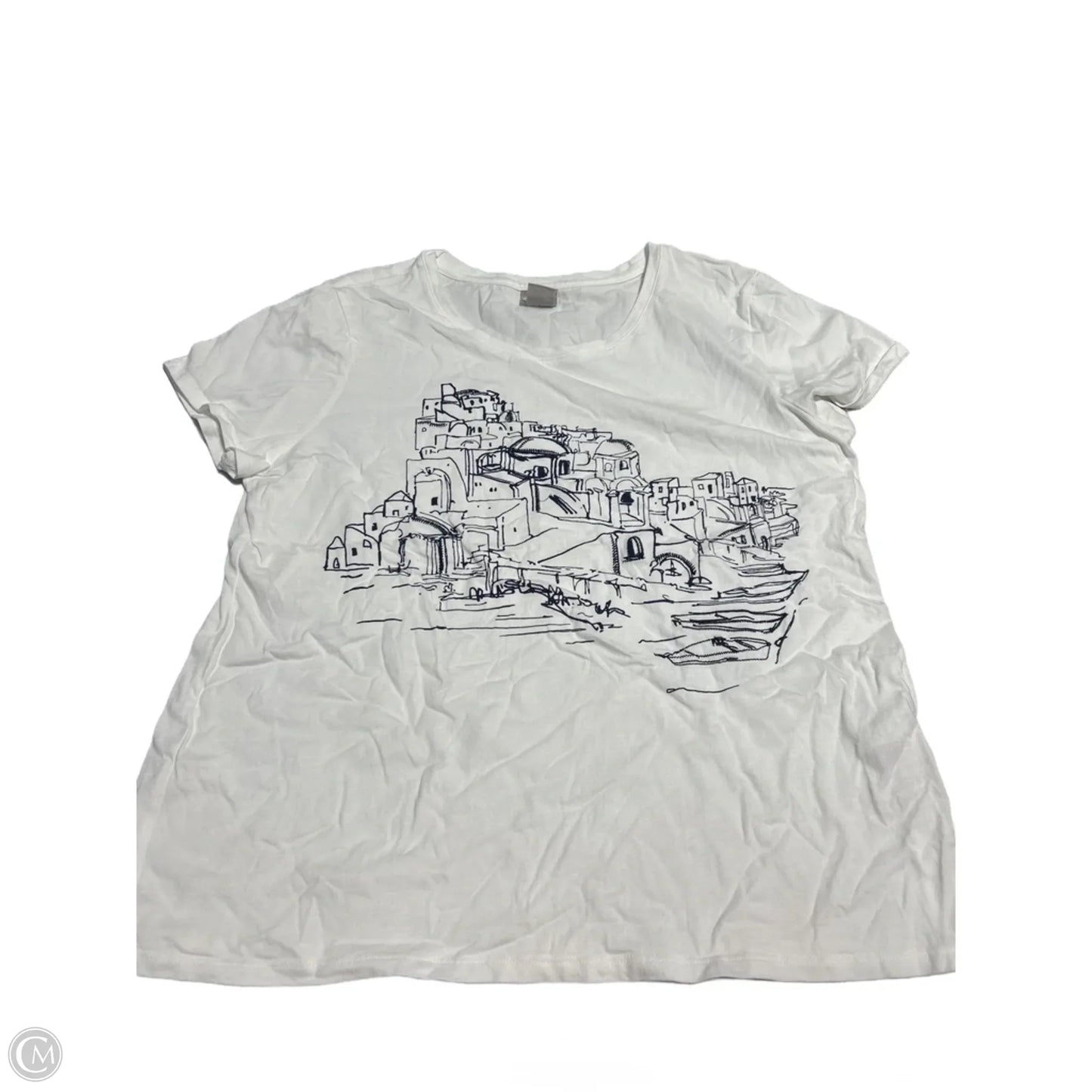 Top Short Sleeve Basic By Chicos In White, Size: L