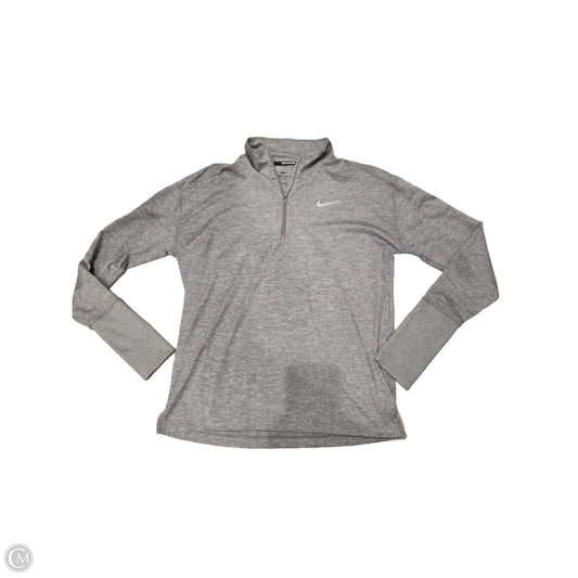 Athletic Top Long Sleeve Collar By Nike In Grey, Size: S