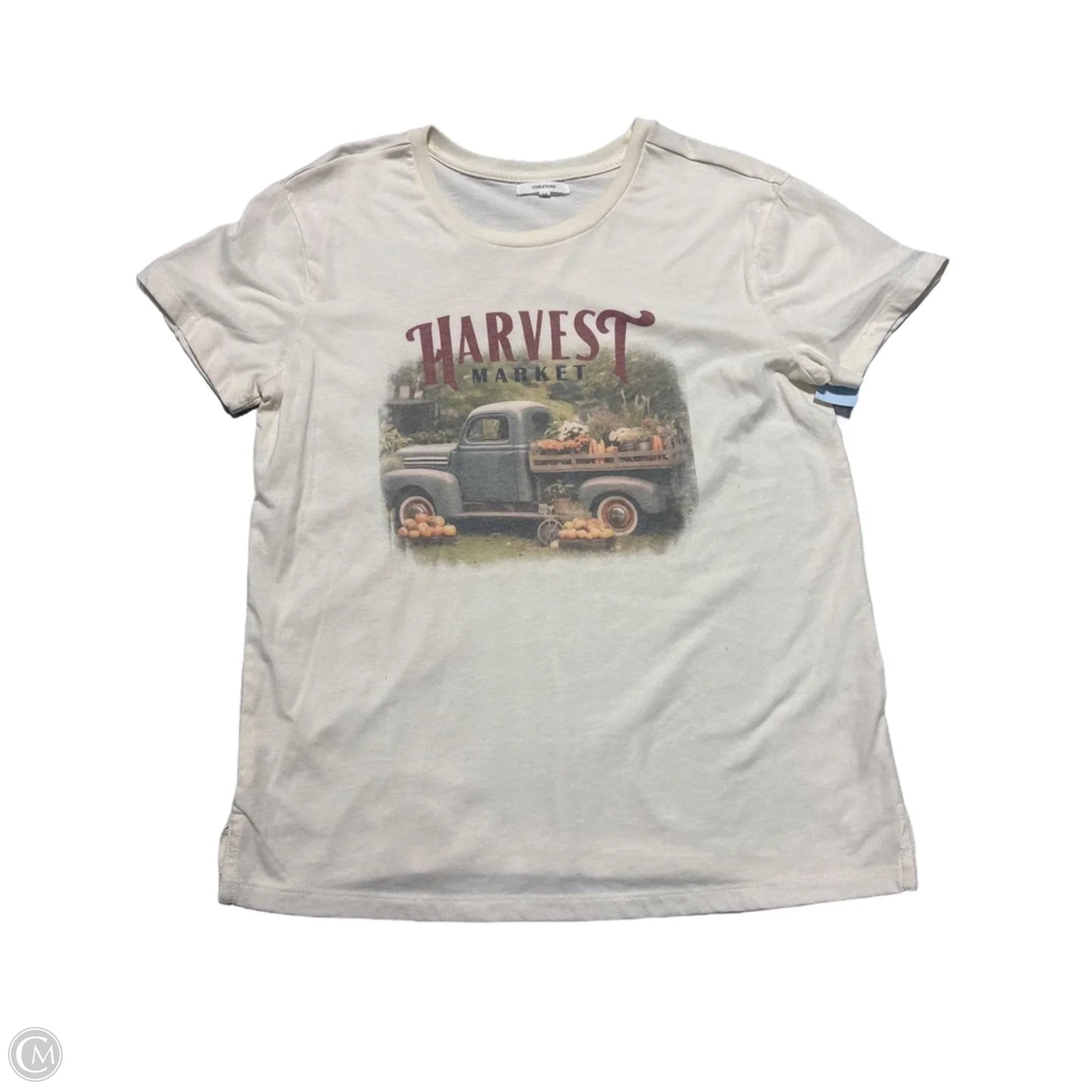 Top Short Sleeve Basic By Maurices In Cream, Size: M