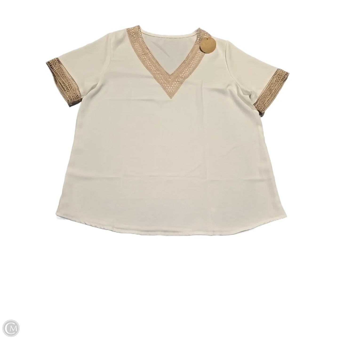 Top Short Sleeve By Cmf In White, Size: L