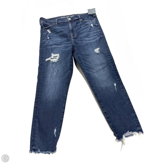 Jeans Skinny By American Eagle In Blue Denim, Size: 14