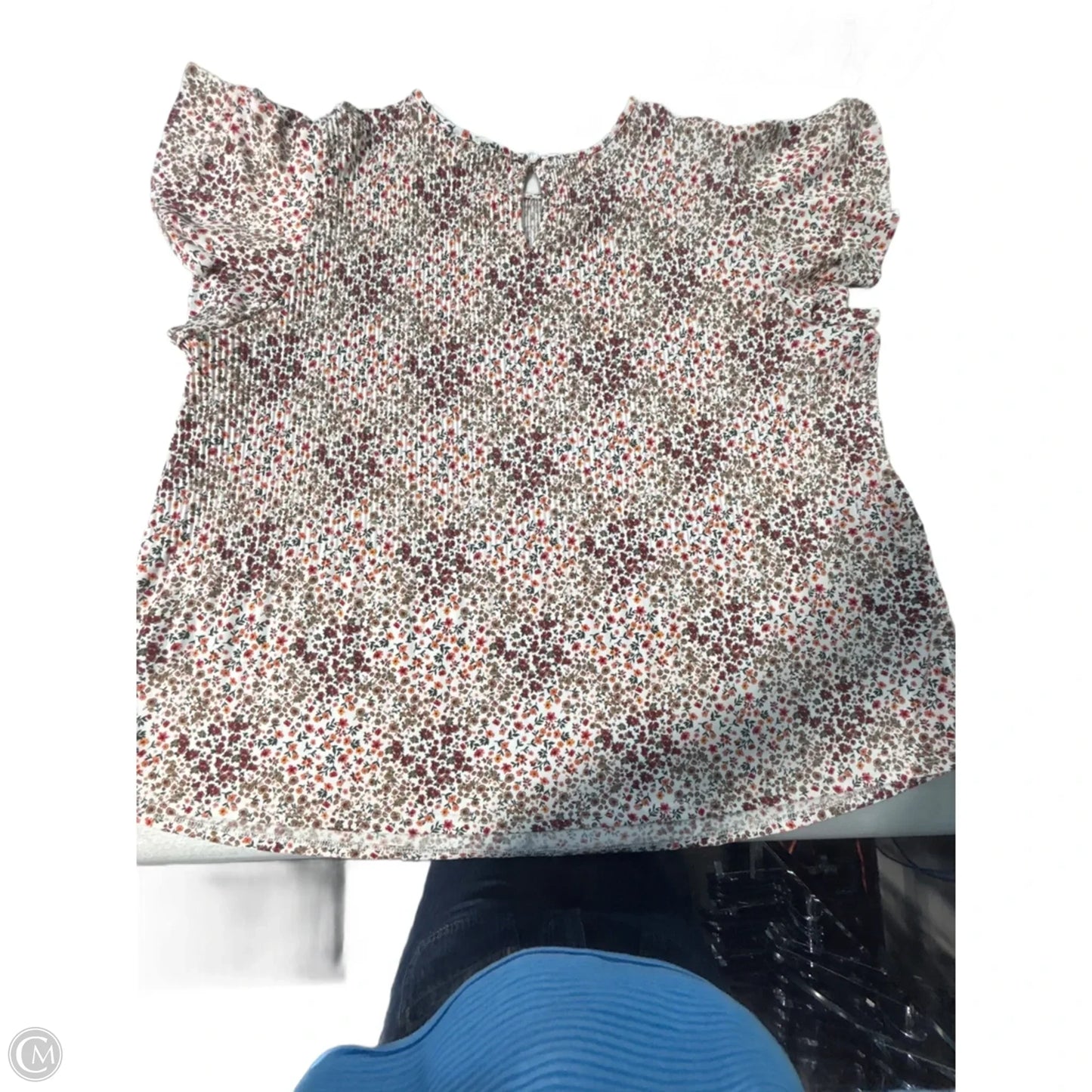 Top Short Sleeve By Adrianna Papell In Floral Print, Size: 1x