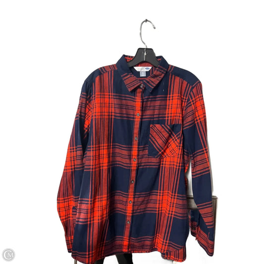 Top Long Sleeve By Old Navy In Plaid Pattern, Size: Xl