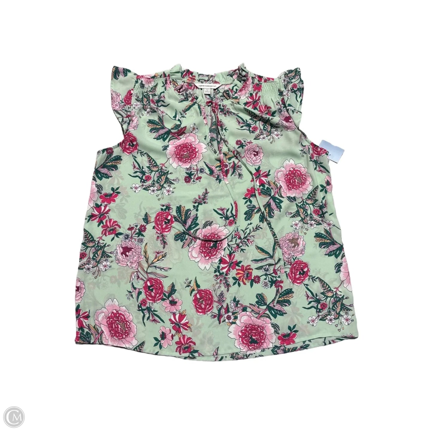 Top Sleeveless By Counterparts In Floral Print, Size: L