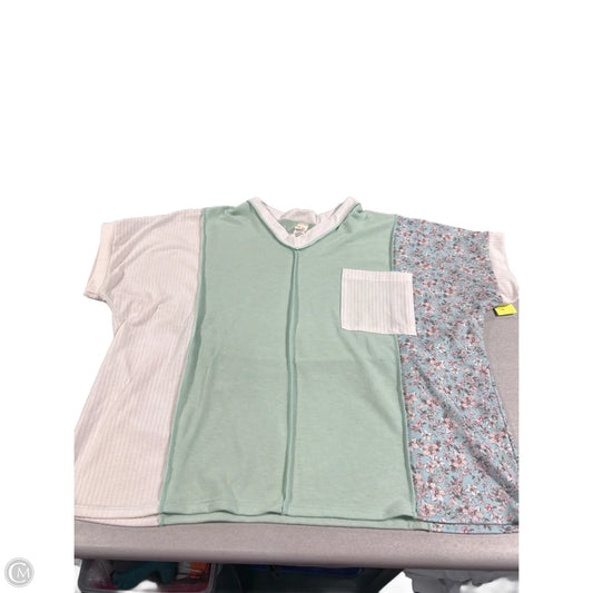 Top Short Sleeve Basic By 7th Ray In Green & White, Size: Xl